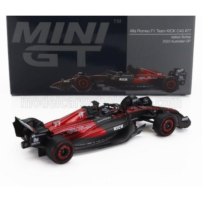 MINI GT ALFA ROMEO F1  C43 TEAM STAKE N 77 AUSTRALIAN GP 2023 VALTTERI BOTTAS - BLACK RED 1/64