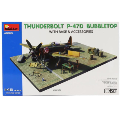 MINIART DRAGON WINGS P-47D-30 THUNDERBOLT BUBBLETOP AIRPLANE MILITARY WITH BASE & ACCESSORIES 1942 1/48