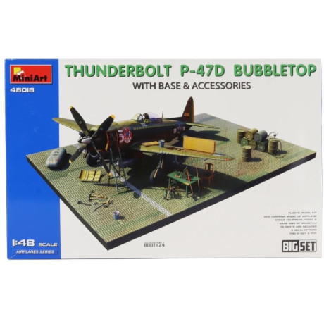 MINIART DRAGON WINGS P-47D-30 THUNDERBOLT BUBBLETOP AIRPLANE MILITARY WITH BASE & ACCESSORIES 1942 1/48