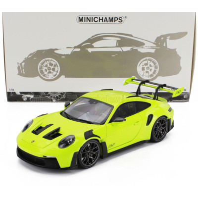 MINICHAMPS PORSCHE 911 992 GT3 RS COUPE 2024 - BLACK WHEELS - ACID GREEN 1/18