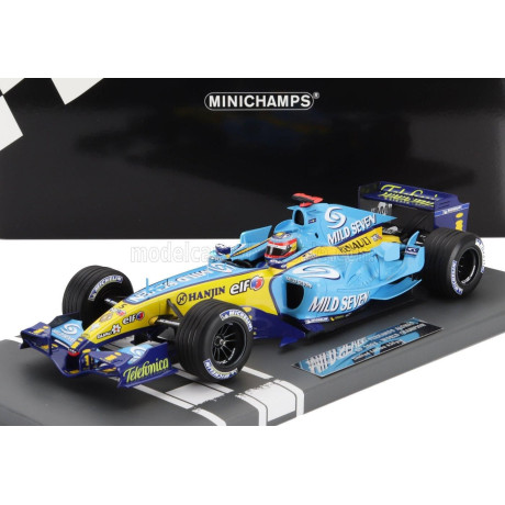 MINICHAMPS RENAULT F1 R25 TEAM RENAULT F1 N 1 WORLD CHAMPION 3rd BRAZIL GP 2005 FERNANDO ALONSO - LIGHT BLUE YELLOW 1/18