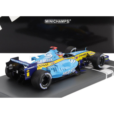 MINICHAMPS RENAULT F1 R25 TEAM RENAULT F1 N 1 WORLD CHAMPION 3rd BRAZIL GP 2005 FERNANDO ALONSO - LIGHT BLUE YELLOW 1/18