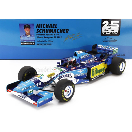 MINICHAMPS BENETTON F1 B195 TEAM MILD SEVEN RENAULT N 1 WORLD CHAMPION WINNER EUROPEAN GP 1995 MICHAEL SCHUMACHER - BLUE YELLOW