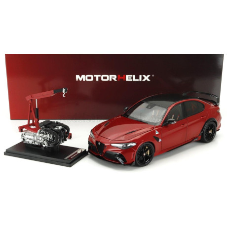 MOTORHELIX ALFA ROMEO GIULIA GTAm WITH ENGINE AND ACCESSORIES 2021 - RED MET 1/18