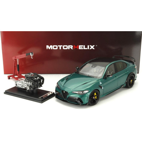 MOTORHELIX ALFA ROMEO GIULIA GTAm WITH ENGINE AND ACCESSORIES 2021 - M O N T R E A L GREEN MET 1/18
