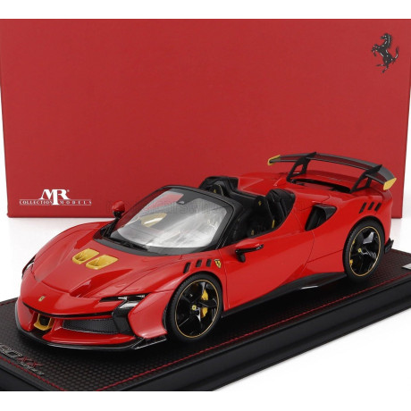 MR MODELS FERRARI SF90 XX STRADALE SPIDER 2024 - CON VETRINA - WITH SHOWCASE - ROSSO SCUDERIA - RED YELLOW BLACK 1/18