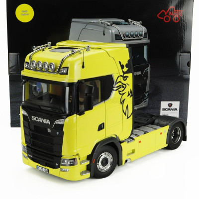 NZG SCANIA S730 V8 TRACTOR TRUCK 2-ASSI WITH VABIS LOGO 2017 - YELLOW 1/18
