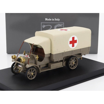 RIO MODELS FIAT 18BL TRUCK TELONATO AMBULANZA C.R.I. 1915 - 160th ANNIVERSARIO CROCE ROSSA ITALIANA - MILITARY GREEN 1/43