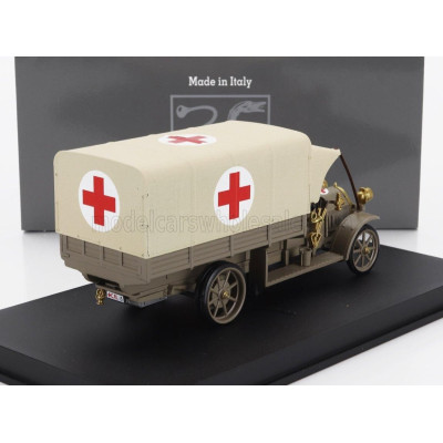 RIO MODELS FIAT 18BL TRUCK TELONATO AMBULANZA C.R.I. 1915 - 160th ANNIVERSARIO CROCE ROSSA ITALIANA - MILITARY GREEN 1/43