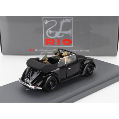 RIO MODELS VOLKSWAGEN BEETLE MAGGIOLINO KAFER CABRIOLET OPEN WITH HITLER HIMMLER AND DRIVER FIGURES 1939 - BLACK 1/43