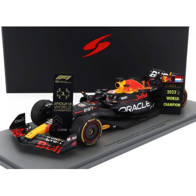 SPARK MODEL RED BULL F1  RB19 TEAM ORACLE RED BULL RACING N 1 WORLD CHAMPION 2nd SPRINT RACE QATAR GP WITH PIT BOARD 2023 MAX VE