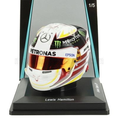 SPARK MODEL BELL HELMET CASCO HELMET F1 LEWIS HAMILTON WORLD CHAMPION TEAM AMG PETRONAS W06 N 44 WINNER USA GP 2015 - WHITE PURP