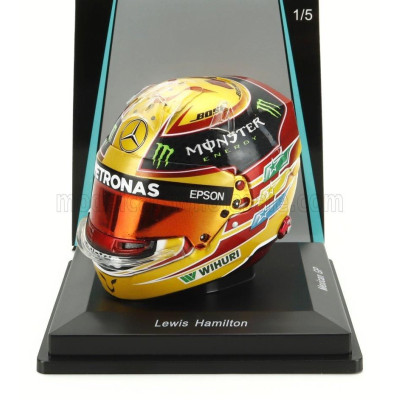 SPARK MODEL BELL HELMET CASCO HELMET F1 LEWIS HAMILTON WORLD CHAMPION TEAM AMG PETRONAS W08 N 44 WINNER MEXICO GP 2017 - YELLOW