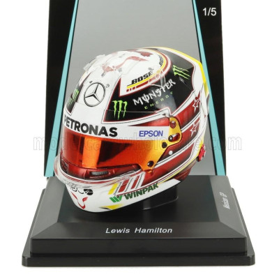 SPARK MODEL BELL HELMET CASCO HELMET F1 LEWIS HAMILTON WORLD CHAMPION TEAM AMG PETRONAS W09 N 44 4th MEXICO GP 2018 - WHITE BLAC