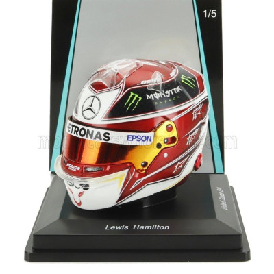 SPARK MODEL BELL HELMET CASCO HELMET F1 LEWIS HAMILTON WORLD CHAMPION TEAM AMG PETRONAS W10 N 44 2nd USA GP 2018 - RED WHITE 1/5