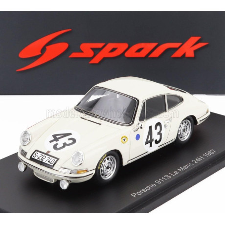 SPARK MODEL PORSCHE 911S 1991cc COUPE TEAM J.FRANC N 43 24h LE MANS 1967 ANTONY FISCHABER - JACQUES DEWES - WHITE 1/43