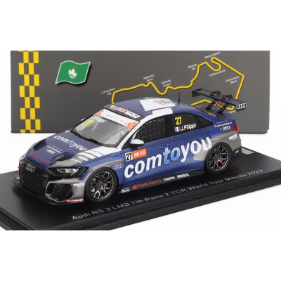 SPARK MODEL AUDI A3 RS3 LMS N 27 TCR WORL TOUR MACAU RACE 2 2023 JOHN FILIPPI - BLUE WHITE 1/43