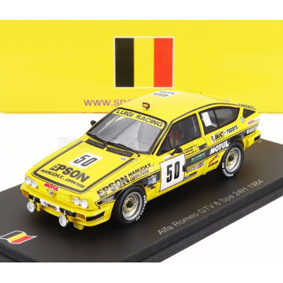 SPARK MODEL ALFA ROMEO ALFETTA GTV6 TEAM LUIGI RACING N 50 24h SPA 1984 FRANCOIS XAVIER BOUCHER - MAILLIEN - SPIFFERO - YELLOW 1
