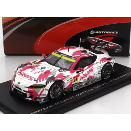 SPARK MODEL TOYOTA GR SUPRA TEAM TSUCHIYA N 25 GT300 CLASS SUPER GT 2023 T.SUGANAMI - S.NONAKA - WHITE FUCSIA 1/43