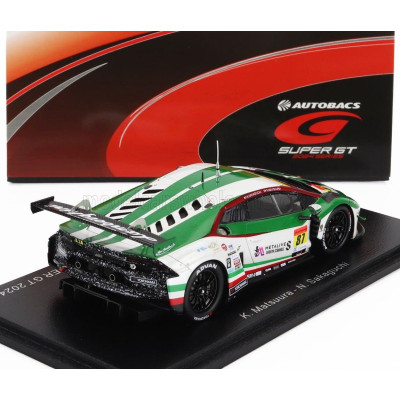 SPARK MODEL LAMBORGHINI LAMBORGHINI GT3 TEAM JLOC N 87 GT300 CLASS SUPER GT 2024 KOSUKE MATSUURA - NATSU SAKAGUCHI - GREEN WHITE
