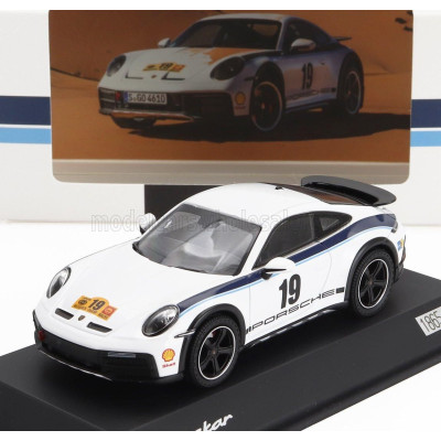 SPARK MODEL PORSCHE 911 992 COUPE N 19 RALLY DAKAR DESIGN 2022 - WHITE BLUE 1/43