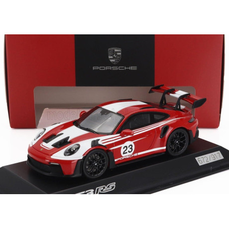 SPARK MODEL PORSCHE 911 992 GT3 RS N 23 COUPE SALZBURG LIVERY 2023 - RED WHITE 1/43
