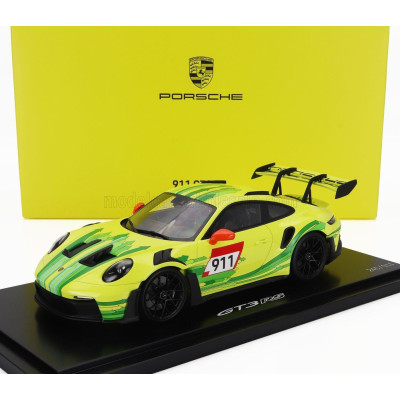 SPARK MODEL PORSCHE 911 992 GT3 RS N 911 COUPE 2023 - CON VETRINA - WITH SHOWCASE - YELLOW GREEN 1/18