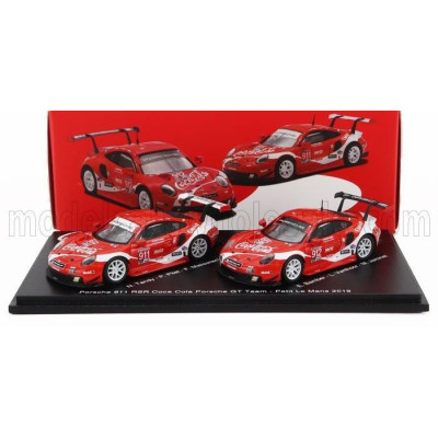 SPARK MODEL PORSCHE 911 991 RSR TEAM PORSCHE GT COCA-COLA N 911 PETIT LE MANS 2019 P.PILET - N.TANDY - F.MAKOWIECKI + N 912 PETI