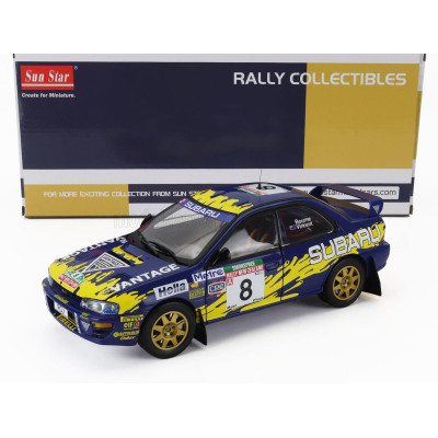 SUN STAR SUBARU IMPREZA 555 N 8 RALLY NEW ZELAND 1997 PETER BOURNE - CRAIG VINCENT - BLUE YELLOW 1/18