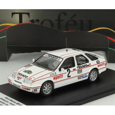 TROFEU FORD ENGLAND SIERRA XR 4x4 N 2 RALLY SWEDEN 1987 STIG BLOMQVIST - BRUNO BERGLUND - WHITE RED 1/43