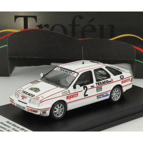 TROFEU FORD ENGLAND SIERRA XR 4x4 N 2 RALLY SWEDEN 1987 STIG BLOMQVIST - BRUNO BERGLUND - WHITE RED 1/43
