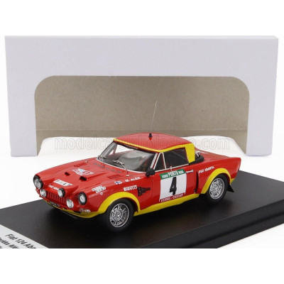 TROFEU FIAT 124 ABARTH (night version) N 4 WINNER RALLY PORTUGAL 1975 MARKKU ALEN - ILKKA KIVIMAKI - RED YELLOW 1/43