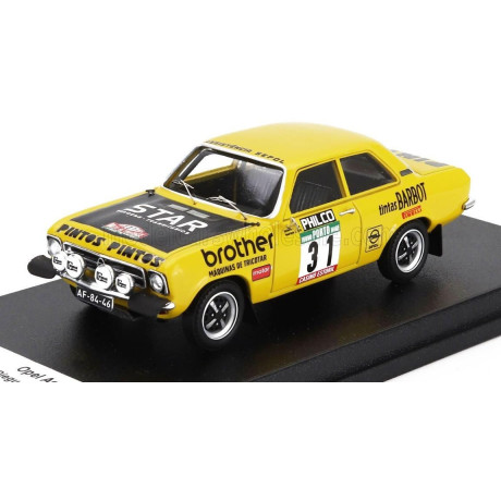 TROFEU OPEL ASCONA (night version) N 31 RALLY PORTUGAL 1976 ANTONIO DIEGUES - HENRIQUE ALEGRIA - YELLOW BLACK 1/43