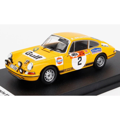 TROFEU PORSCHE 911S COUPE (night version) N 2 WINNER RALLY SWEDISH 1970 BJORN WALDEGAARD - LARS HELMER - YELLOW 1/43