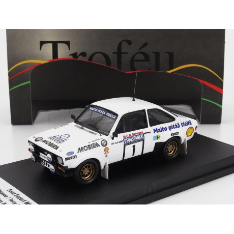 TROFEU FORD ENGLAND ESCORT MKII N 1 RALLY 1000 LAKES 1982 ARI VATANEN - TERRY HARRYMAN - WHITE 1/43