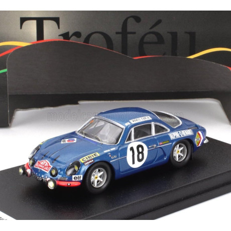 TROFEU RENAULT ALPINE A110 1300 N 18 3rd RALLY MONTECARLO 1970 JEAN PIERRE NICOLAS - CLAUDE ROURE - BLUE 1/43