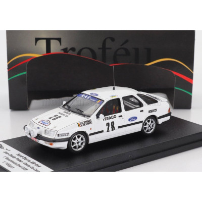 TROFEU FORD ENGLAND SIERRA XR 4x4 N 28 WINNER RALLY BOUCLES DE SPA 1986 JEAN CLAUDE PROBST - DANNY DE CANCK - WHITE 1/43