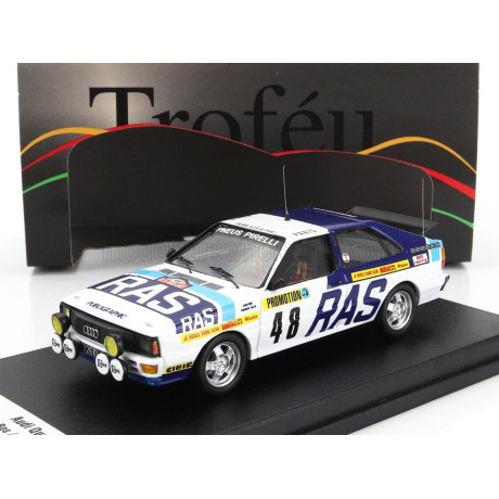 TROFEU AUDI QUATTRO (night version) N 48 RALLY MONTECARLO 1983 PIERRE BOS - NICO DEMUTH - WHITE 2 TONE BLUE 1/43