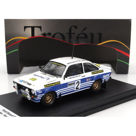 TROFEU FORD ENGLAND ESCORT MKII (night version) N 2 2nd RALLY SWEDEN 1982 ARI VATANEN - TERRY HARRYMAN - WHITE BLUE 1/43