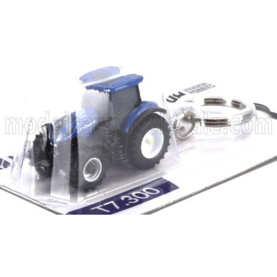 UNIVERSAL HOBBIES NEW HOLLAND PORTACHIAVI - KEYRING T7.300 TRACTOR 2020 - CM. 4.0 - BLUE BLACK 1/87