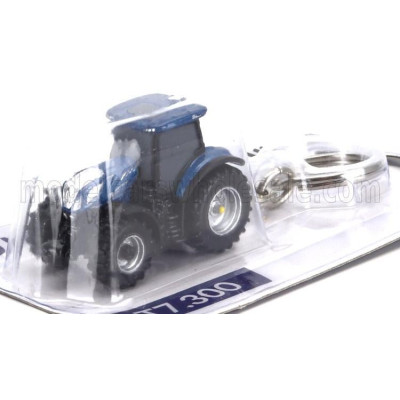 UNIVERSAL HOBBIES NEW HOLLAND PORTACHIAVI - KEYRING T7.300 TRACTOR 2020 - CM. 4.0 - BLUE BLACK SILVER 1/87