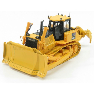 UNIVERSAL HOBBIES KOMATSU D155AX BULLDOZER RUSPA CINGOLATA - SCRAPER TRACTOR - YELLOW BLACK 1/50