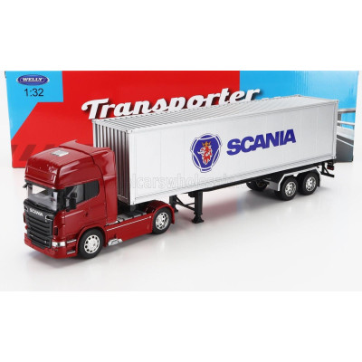 WELLY SCANIA R730 V8 TRUCK CASSONATO 2015 - RED SILVER 1/32