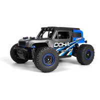 1:20 méretarányú sivatagi teherautó modell összkerékhajtással, egyenáramú motorral, beleértve a 4WD-t. 2,4 GHz-es RC kormánykerék készlet, Li-ion akkumulátor és USB töltő.