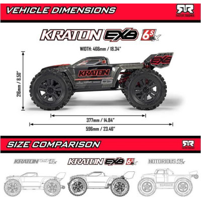 Arrma Kraton 6S BLX V6 1:8 4WD Extreme Bash RTR černá