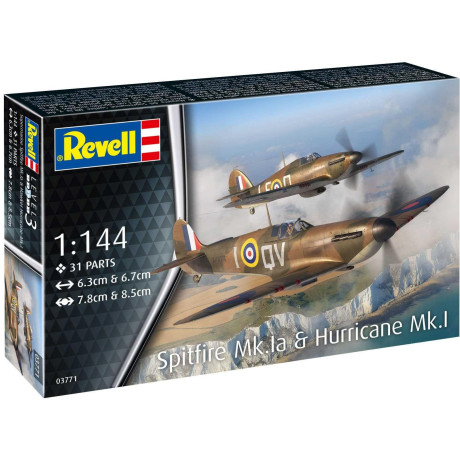 Plastic ModelKit letadlo 03771 - Supermarine Spitfire Mk.Ia & Hawker Hurricane Mk.I (1:144)