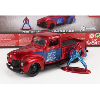 JADA FORD USA PICK-UP WITH SPIDERMAN FIGURE 1941 - RED BLUE 1/32