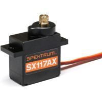 Tuning és cserealkatrész Axial Gilamon AXP8 RC autó modellhez: Spektrum - analóg szervo SX117 Micro MG fém fogaskerekekkel és 250 mm-es kábellel. Méretek 22,5 x 12,3 x 27 mm.