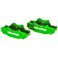 Tuning alkatrész Traxxas 1:5/1:6 RC autó modellekhez (Funco): első féknyereg alumínium zöld (pár). Nagyon tartós 6061-T6 alumíniumból készült, színes eloxálással. 3x10 mm-es csavar (4 db), 2,5x8 mm-es csavar (4 db).