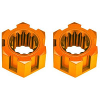 Traxxas első kerékagy alumínium narancssárga (2). Nagyon tartós 6061-T6 alumíniumból készült, színes eloxálással. 24 mm-es hornyolt hatszögletű fej.